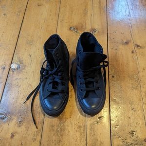 All black converse canvas high tops size 4.5 mens